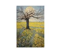 Colorful Flowers Canvas Wall Art, Abstract Yellow Flowers Landscape Nature Painting on Textured Canvas Prints Picture Poster for Living Room Bedroom Home Wall Decoration Unframe 16x24inch(40x60cm)