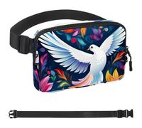 Colorful Flowers Flying White Pigeon-1802 Belt Bag for Men and Women Fanny Pack,Belt Bag with Adjustable Strap,Fashion Crossbody Everywhere Belt Bag for Travel Outdoors Running Hiking, Multicolor,