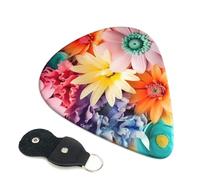 Colorful Flowers Guitar Picks 6-Pack - Pick Set (0.46mm / 0.71mm / 0.96mm) Suitable For Guitar And Ukulele Playing