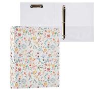Colorful Flowers Leaves Berries 3 D-Ring Binder A4 1 Pack with 200 Sheet for Kids School Supplies Women Men Office