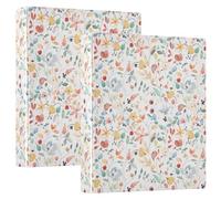 Colorful Flowers Leaves Berries 3 D-Ring Binder A4 2 Pack with 200 Sheet for Kids School Supplies Women Men Office