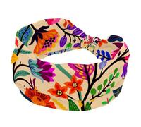 Colorful Flowers Leaves Headbands for Women Girls, Soft Wide Headband, Stretchy Knotted Headwraps, Fashion Sports Hairdband for Workout Yoga, Gym, Running