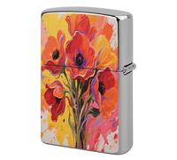 Colorful Flowers Metal Lighter Case, Funny Lighter Cover Double-Side Print Vintage Cool Lighters Sleeve Lighters Accessories for Zippo Men Dad Husband Collect