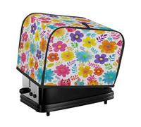 Colorful Flowers Owl Toaster Cover 2 Slice Dust Cover for Bread Machine,Small Kitchen Appliance