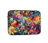 Colorful Flowers Patterned Laptop Sleeve 12 Inch Shockproof for Slim Protective Notebook Computer Bag Briefcase