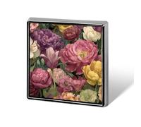 Colorful Flowers Peonies And Tulips Unisex Brooches & Pins Square Lightweight Lapel Badge Jewelry for Clothing Shawl Hat