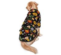 Colorful Flowers Print Dog Hoodie Pet Sweatshirt, Warm, Soft And Breathable Hooded Clothes For Medium To Large Dogs, Easy-To-Wear Design, For Winter And Fall