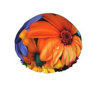 Colorful Flowers Printed Double-Layer Waterproof Shower Cap - Reusable Spa & Face Mask Bathing Hat for Travel, Home Care & Beauty Routine
