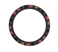 Colorful Flowers Printed Steering Wheel Cover Elastic Stretch Car Wheel Wrap Breathable Non-Slip Steering Wheel Protector for Car Truck SUV