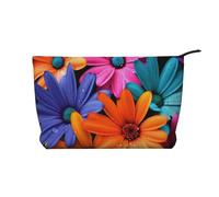 Colorful Flowers Prints Corduroy Makeup Bag for Women Girls, Spacious Travel Cosmetic Organiser for Make-up, Toiletries & Essentials