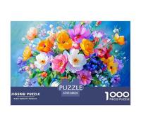 Colorful Flowers Puzzle 1000 Pieces for Adults & Teens Family Night Entertainment Plants Premium Quality Brain Training 38x26cm/1000pcs