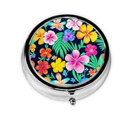 Colorful Flowers Round Pill Box Portable Medicine Box That can be stored in a Pocket or Handbag