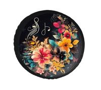 Colorful Flowers Spare Tire Cover PVC Leather Spare Wheel Cover Dustproof Waterproof Jeep Tire Cover for 32inch Camper, RV Trailer, Truck, SUV Fit Diameter 28-34 Inch