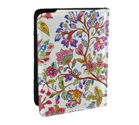 Colorful Flowers Spring and Summer Watercolors Printed Passport Holder,Travel Pu Leather Passport Cover Case Organiser for Men Women,6.5 Inch