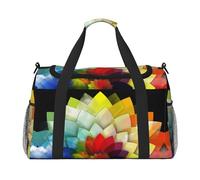Colorful Flowers Travel Duffel Bag for Women Men,Print Polyester Tote Hand Luggage Bag with Shoulder Strap