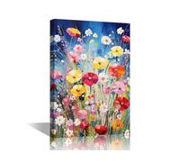 Colorful Flowers Wall Art Bloom Plant Pictures Print On Canvas 1 Piece Modern Artwork Wildflowers Wall Decor for Living Room Office Giclee Gallery Posters Framed Ready to Hang, 24x16in