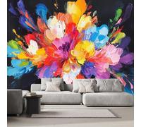 Colorful Flowers Wallpaper 366 x 254 cm Abstract Art Wall Mural, Non-Woven Decoration Print Wallpaper for Bedroom Living Room TV Background Sofa Wall（Not self Adhesive）