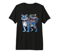 Colorful Flowing Tiger Spirit Abstract Tee Design Premium T-Shirt