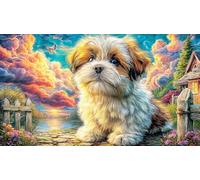Colorful-fluffy-dog-sleeping-peacefully Jigsaw Puzzles 1000Pc Recycled Paper Educational Game Decompression Beautiful Decoration Puzzle for Adults and Kids 38x26/1000pcs