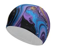 Colorful Fluid Art Swim Cap High Elasticity Anti Slip Waterproof Comfortable Swim Hat Bathing Cap for Men Women