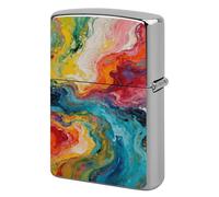 Colorful Fluid Arts Lighter Case Classic Pocket Lighter Cover Windproof Flip-Top Metal Lighters Sleeve Double-Sided Lighters Covers for Men Women