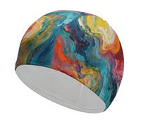 Colorful Fluid Arts Swim Cap High Elasticity Anti Slip Waterproof Comfortable Swim Hat Bathing Cap for Men Women