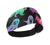 Colorful Fluorescent Halloween Ghosts Non-Slip headbands for women's hair Elastic head bands for women for tennis Workouts Workouts Athletic Sports