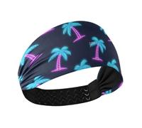 Colorful Fluorescent Neon Beach Coconut Trees Moisture Wicking sport headbands for women Elastic head bands for women for Athletic Sports Cycling make up Volleyball