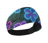 Colorful Fluorescent Neon Tropical Flowers Moisture Wicking headbands for women trendy Stretchy sweatband for Volleyball Workouts make up Gym