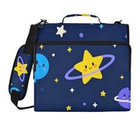 Colorful Fluorescent Planet Universe 3 Ringing Binder Organizer with Strap Easy to Carry Documents Files Storage Bag for Office School Bolsa de almacenamiento de archivos