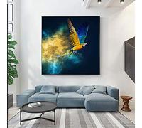 Colorful Flying Parrot Canvas Painting Abstract Art Macaw Posters Prints Birds Pictures for Living Room Decor Wall Art 50x50cm Frameless