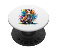 Colorful Foal Illustration with Paint Splash Background PopSockets Adhesive PopGrip