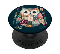 Colorful Folk Art Floral Owl PopSockets Adhesive PopGrip