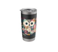 Colorful Folk Art Floral Owl Stainless Steel Insulated Tumbler