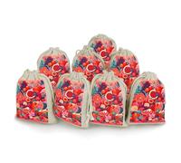 Colorful Food Patterns 8 PCS Muslin Bags with Drawstring Sachet Bags Empty Small Cotton Drawstring Bag Muslin Reusable & Washable Cotton Bag for Herb Spice Candy Soap Jewelry Wedding Gift Pouches