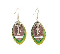 Colorful Football Baseball Bow Dangle Earrings for Women Multi-layered Shiny Game Day Earrings Holiday Sports Fans Gifts Jewelry, Acrylic, No Gemstone