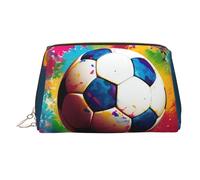 Colorful Football Leather Makeup Bag, Large-Capacity Travel Storage Bag, Dual-Purpose Toiletries and Makeup Bag