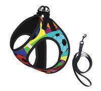 Colorful Football,Pet Harness,Adjustable Reflective Dog Harness,Pet Leash Vest,S