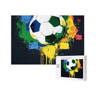 Colorful football Printed 300 Pieces Jigsaw Puzzle with Storage Box, Wooden Puzzle for Adults and Kids, Family Fun Decorative Game, 40x28 CM