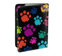 Colorful Footprints Printed Passport Holder,Travel Pu Leather Passport Cover Case Organiser for Men Women,6.5 Inch