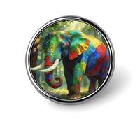 Colorful Forest Elephant Button Pins 1" Round Badge Brooch