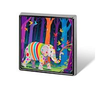 Colorful Forest Elephant Lapel Pins Patriotic Pin for Men Women Square Metal Badge Brooch Accessories Party Favors, Hat Suit Decorations Enamel Lapel Pins Aluminum Alloy