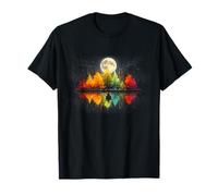 Colorful Forest Night Full Moon Reflection Nature Lover T-Shirt