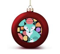Colorful Fox Art Christmas Ball Ornaments - Shatterproof Plastic Vintage Rustic Xmas Tree Decorations Pendant for Family Holiday Wedding Party Xmas Hanging Decoration