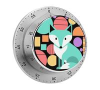 Colorful Fox Art Kitchen Timer 60 Minute Visual Wind Up Timers Indoor Mechanical Timers with Magnetic Base Stainless Steel Timer for Home Cooking Time Management Tool