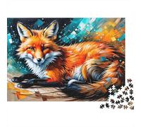 Colorful Fox Art Print Jigsaw Puzzles Puzzle for Adults Kids. 1000 Pieces Great Gifts Challenge Toy Educational Games Home Decoration for Educational Games Gifts 52x38cm/1000pcs