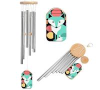 Colorful Fox Art Wind Chimes for Outside Memorial Tuned Outdoor Windchimes Large Garden Decor Wind Chime with Melodious Sound for Mom Dad Grandma Home Garden Patio Decor