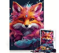Colorful Fox Portrait with Watercolor Effects 1000-piece Jigsaw Puzzles Stress Relief Play High Def Print Family Enjoyable Birthday Present (38x26cm)
