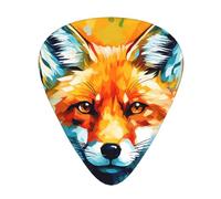 Colorful Foxs printed guitar picks, 12-piece set with thin, medium, and thick styles, comes with a storage case