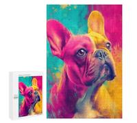 Colorful French Bulldog Art Print Puzzle 1000 Teile Schwer Puzzle Spielzeug Lernspiel Impossible Herausforderungsspielzeug Für Erwachsene Kinder 1000 PCS